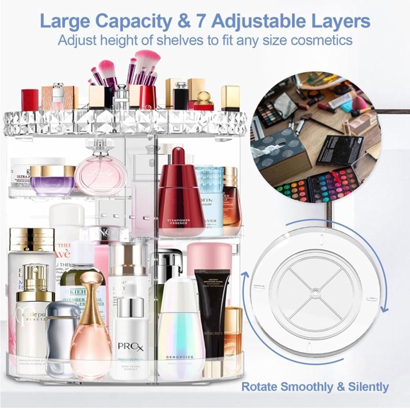 Clear large rotating makeup organizer - Picture 4 of 6
